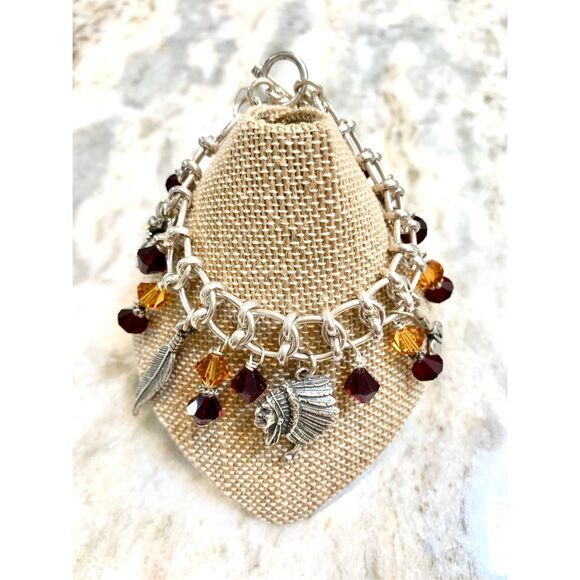 .925 Southwestern Handmade Sterling Silver Charm Bracelet #southwestern #fsu - Picture 1 of 9